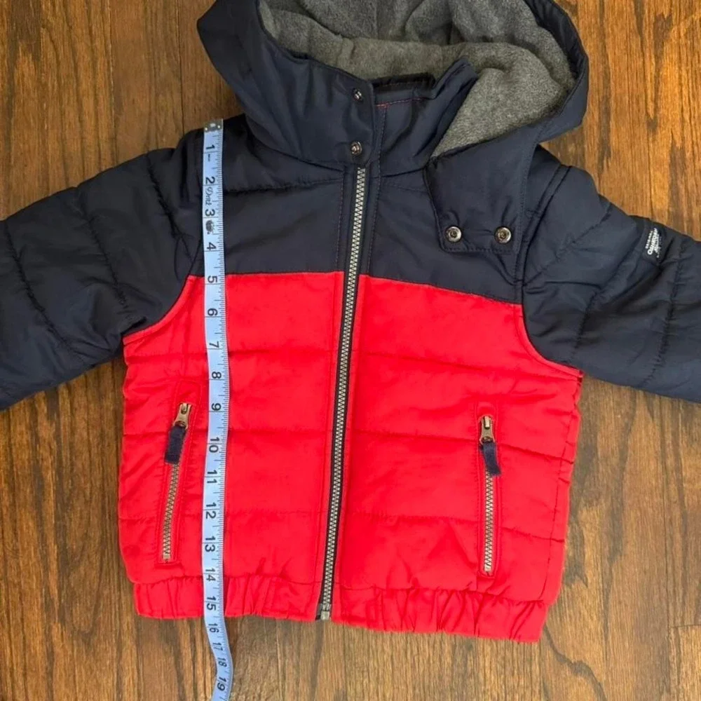 OshKosh B'gosh Red and Navy Blue Boys Puffer Jacker Size Small/4 Outdoors Winter